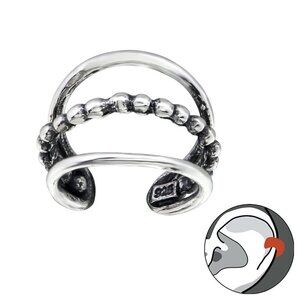 Sterling Silver Triple Band Ear Cuff – No Piercing Needed